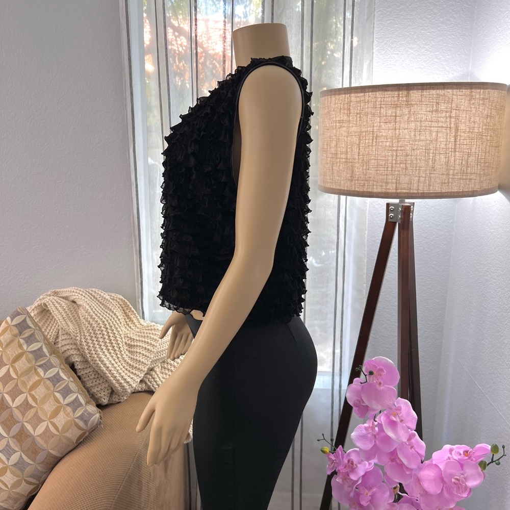 Vintage Rodebjer Black Ruffle Open Front Cardigan Size S Small - Picture 8 of 8